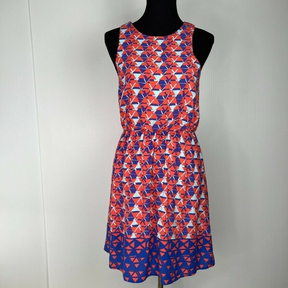 Everly Dress Women Medium Fit Flare Geometric Keyhole Casual Work Party Core Ni